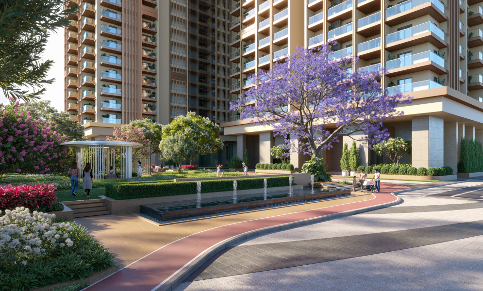 Entrance fountain at Neo Towers