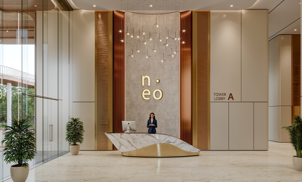 Tower lobby entrance at Neo Towers
